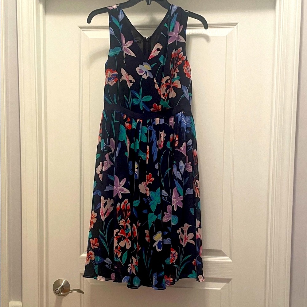 Talbots Black Dress with‎ Multicolor Floral Design